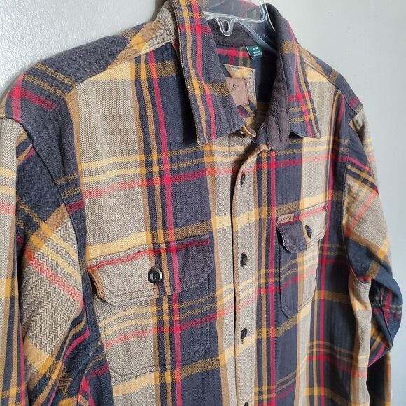 Orvis Big Bear Plaid Flannel Shirt Mens Size Medium Heavyweight Double Brushed - Picture 3 of 12